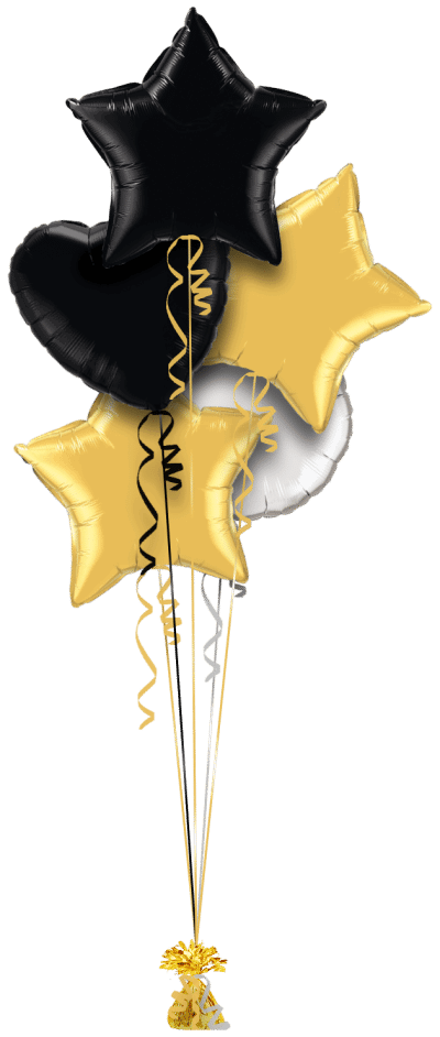 Black, Silver and Gold Balloon Bunch