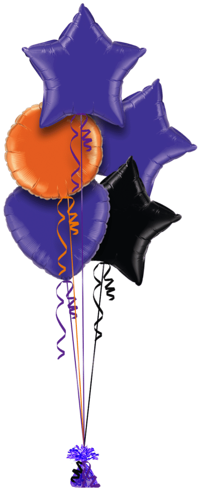 Purple, Orange and Black Balloon Bunch