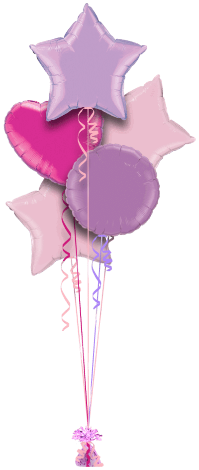 Lilac, Hot Pink and Pale Pink Balloon Bunch
