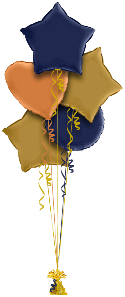 Navy,Gold and Caramel Balloon Bunch