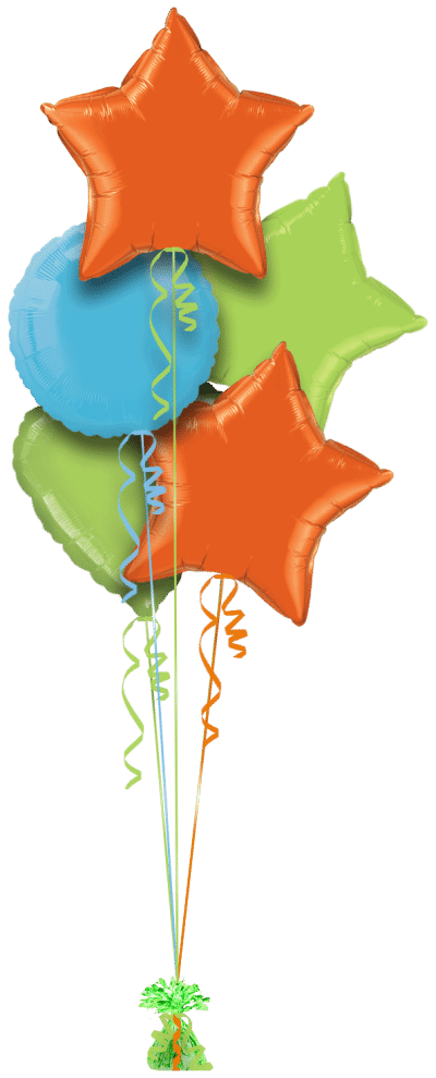 Orange, Lime and Turquoise Balloon Bunch