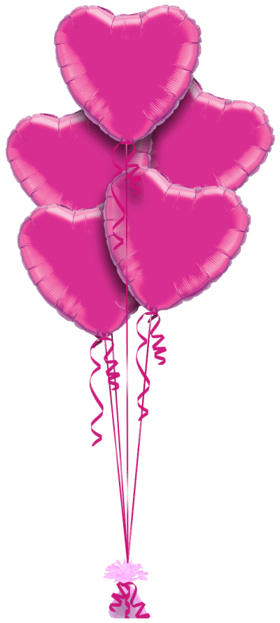 Hot Pink Heart Bouquet Balloon Bunch