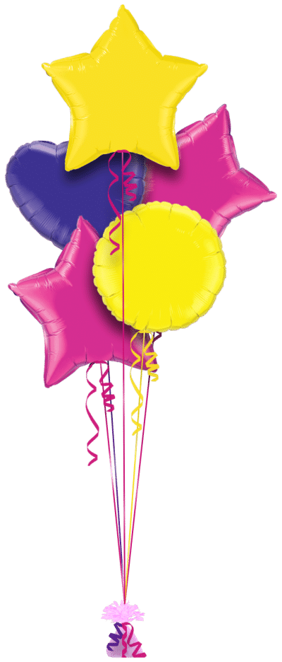 Yellow, Hot Pink and Purple Balloon Bunch