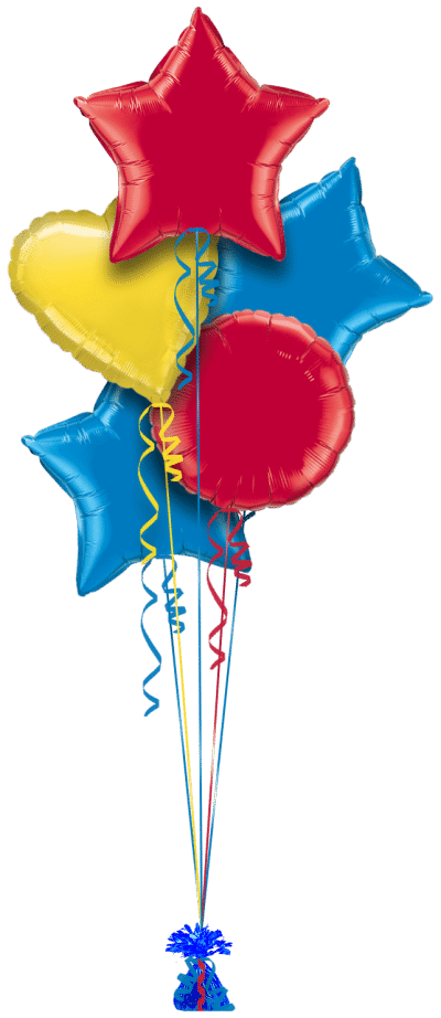 Red, Royal Blue and Yellow Balloon Bunch