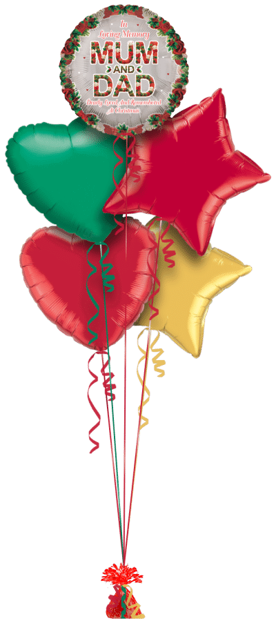 Christmas In Loving Memory Mum and Dad Balloon Bunch