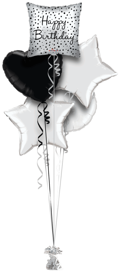 Birthday Silver Spots Balloon Bunch