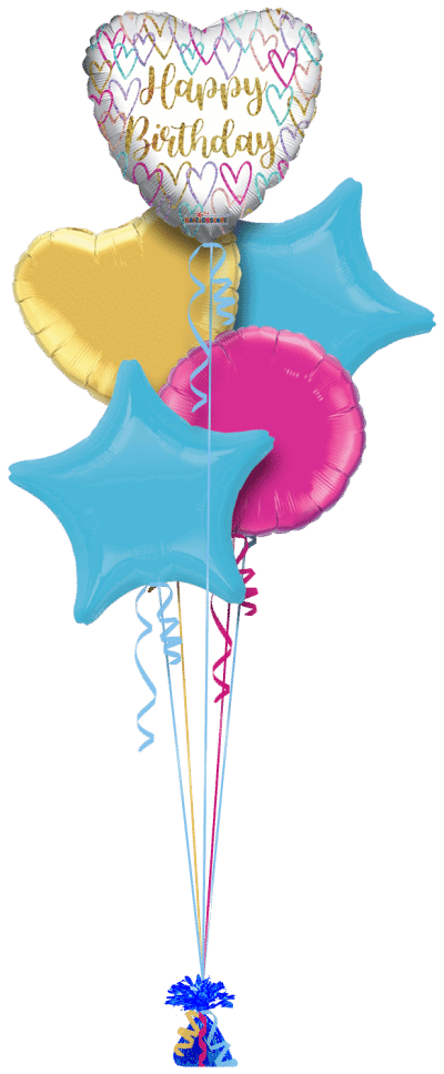 Birthday Hearts Balloon Bunch