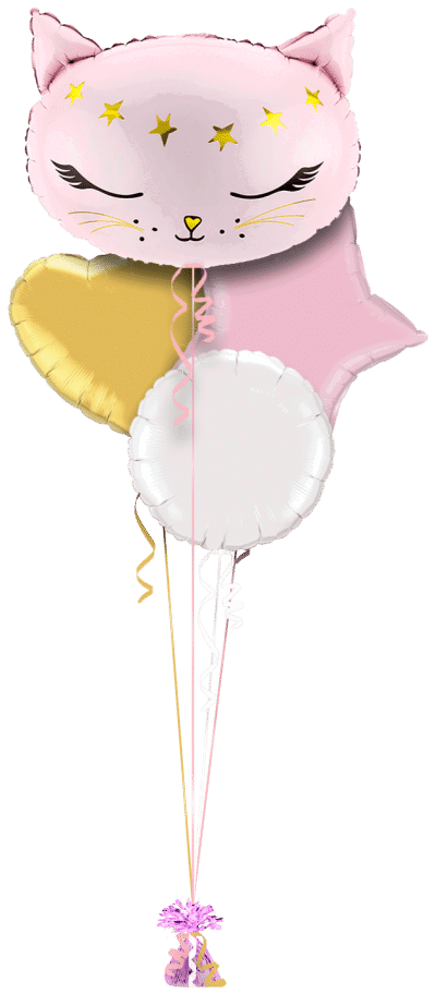 Pink Kitten Balloon Bunch