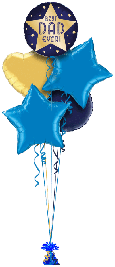 Best Dad Ever Gold Star Balloon Bunch