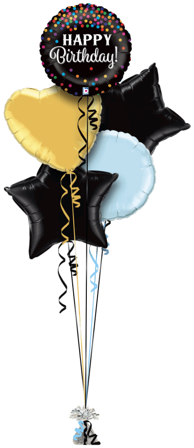 Birthday Colourful Confetti Balloon Bunch