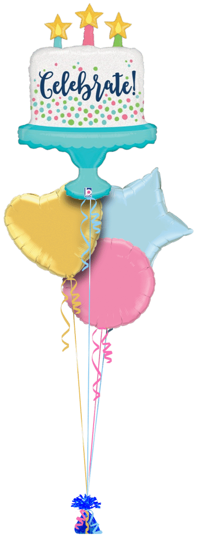 Celebrate Cake and Candles Balloon Bunch