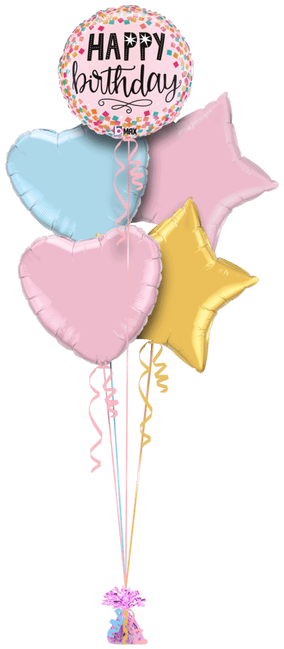 Birthday Pink Confetti Balloon Bunch