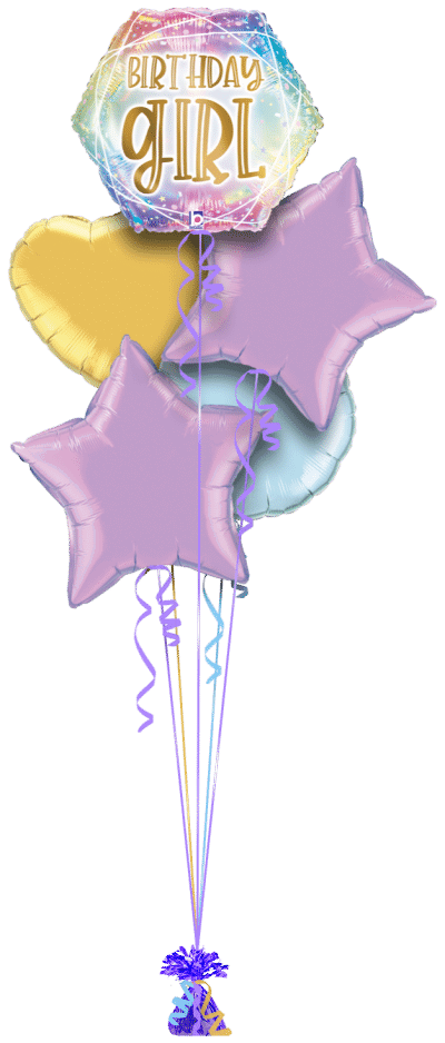 Birthday Girl Opal Balloon Bunch