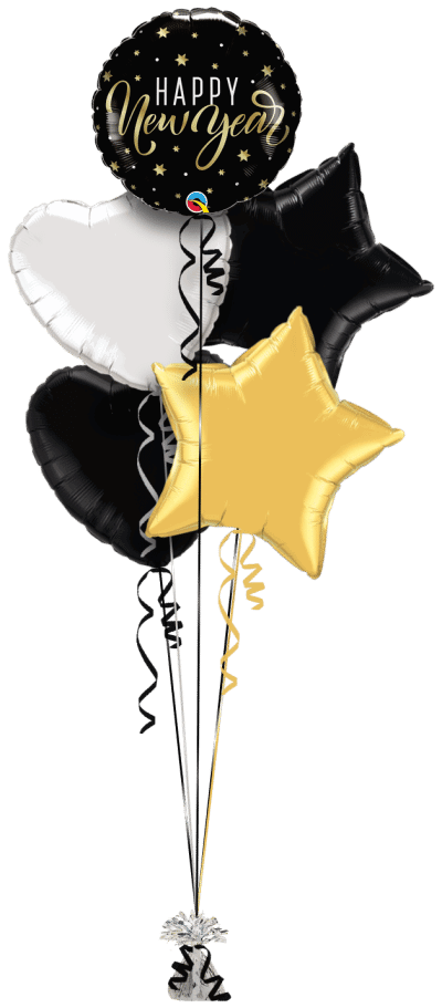 New Year Gold Stars Balloon Bunch