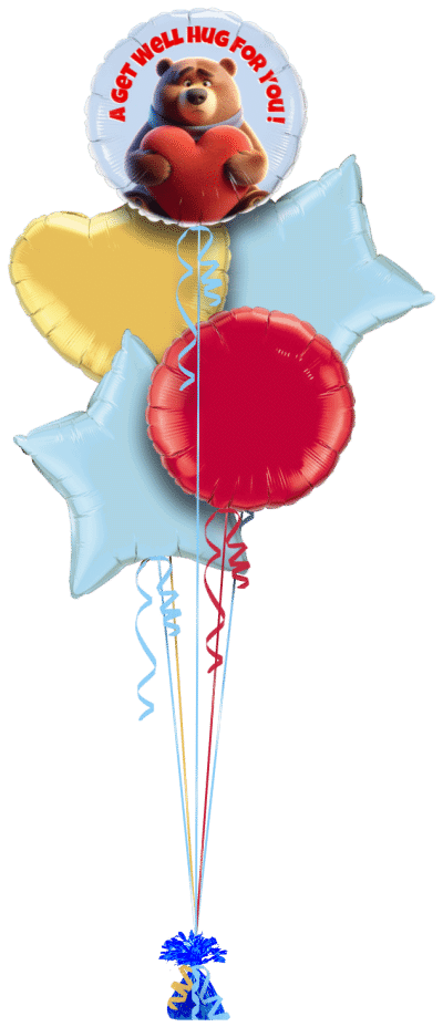 Get Well Hug Bear Balloon Bunch