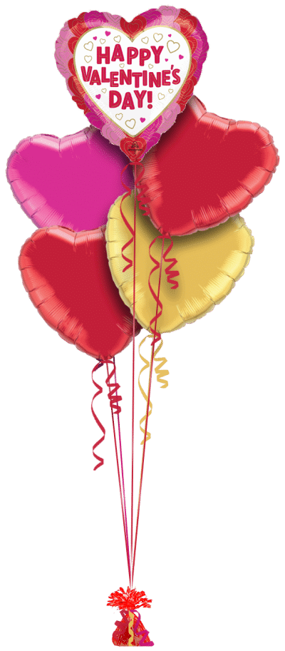 Valentines Happy Hearts Balloon Bunch