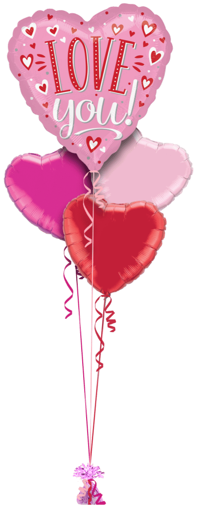Love You Jumbo Heart Balloon Bunch