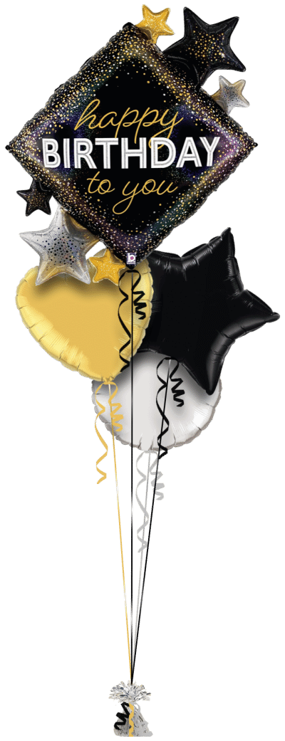 Birthday Diamonds and Stars Balloon Bunch