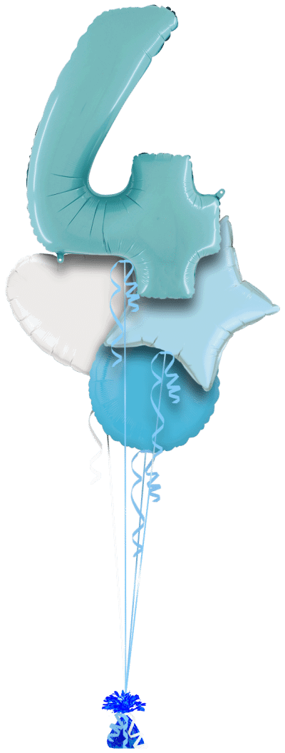 Pastel Blue Big 4 Balloon Bunch