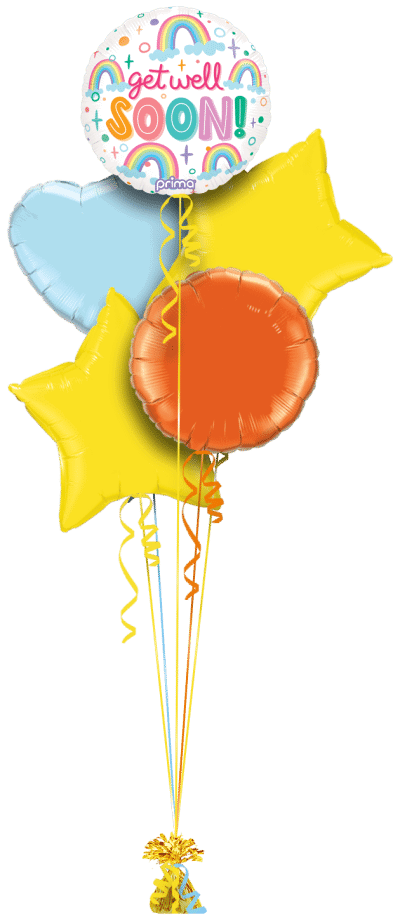 Get Well Soon Rainbows Balloon Bunch