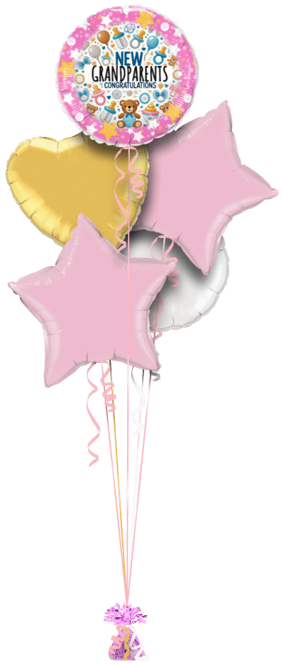 New Grandparents Baby Girl Balloon Bunch