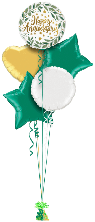Happy Anniversary Gold Script Balloon Bunch