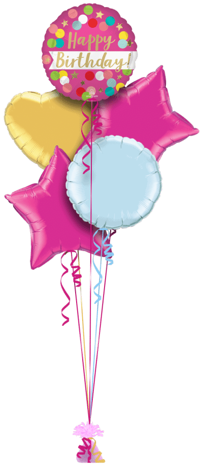 Birthday Pink Spots Balloon Bunch