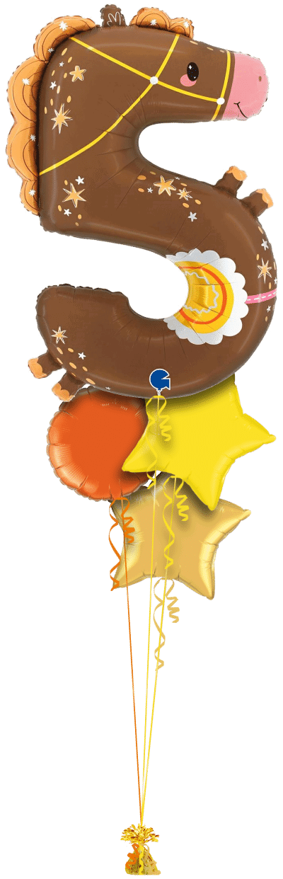 Number 5 Horse Balloon Bunch