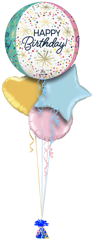 Birthday Stars and Confetti Orbz Balloon Bunch