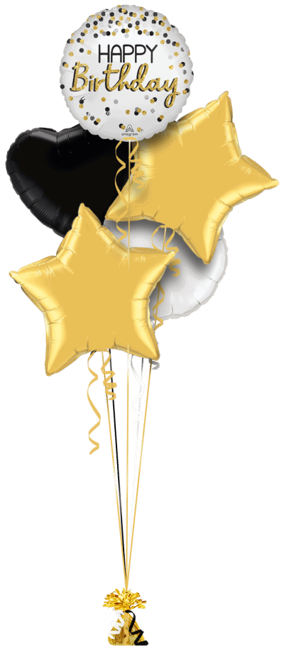 Birthday Gold Confetti Balloon Bunch