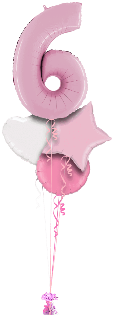 Pastel Pink Big 6 Balloon Bunch