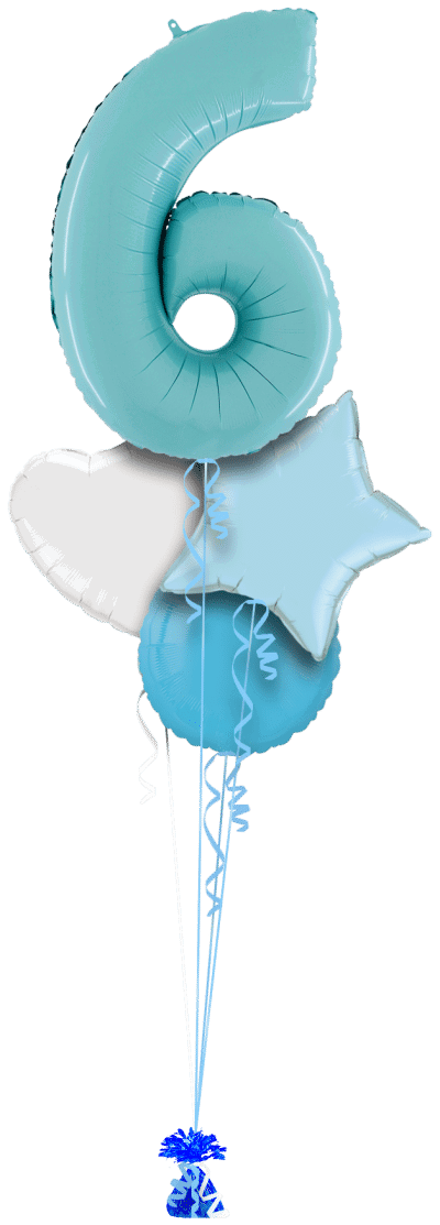 Pastel Blue Big 6 Balloon Bunch