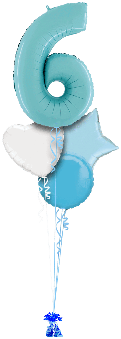 Pastel Blue Big 6 Balloon Bunch