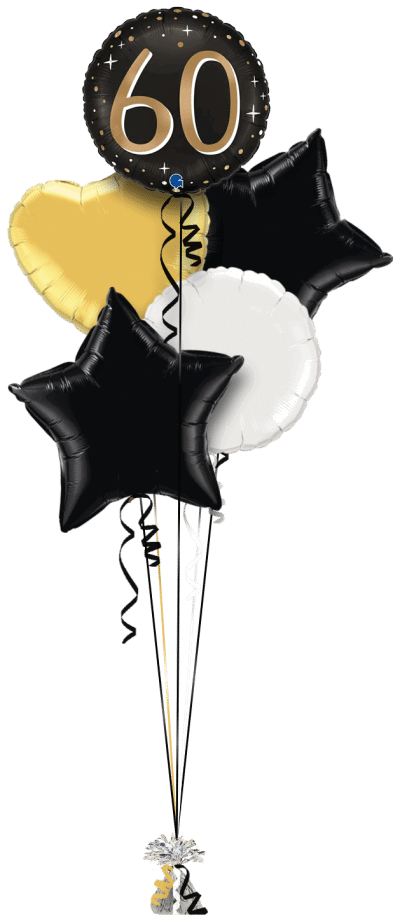 60 Gold and Black Balloon Bunch