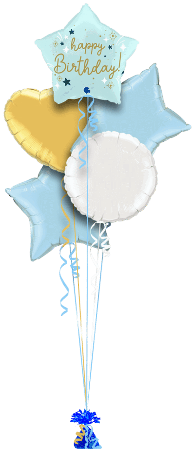 Birthday Blue Star Balloon Bunch