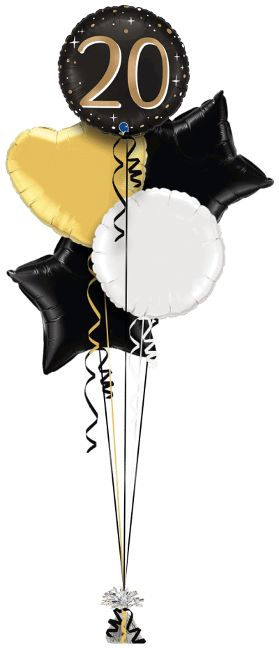 Black and Gold 20 Balloon Bunch