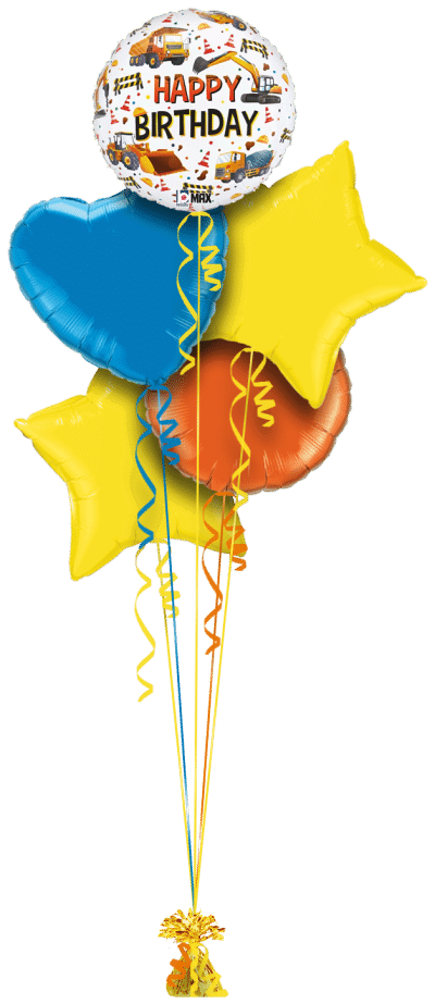 Construction Vehicles Birthday Balloon Bunch