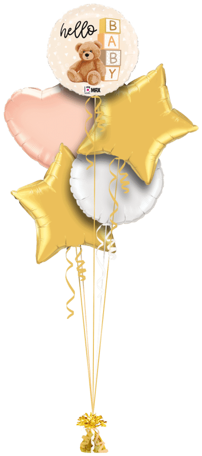 Hello Baby Bear Balloon Bunch