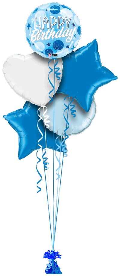Blue Dots Bright Birthday Balloon Bunch
