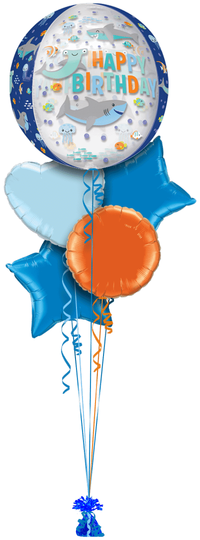 Birthday Sharks Orbz Balloon Bunch