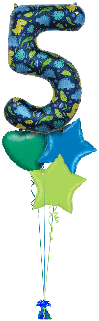 Dinosaurs No 5 Balloon Bunch