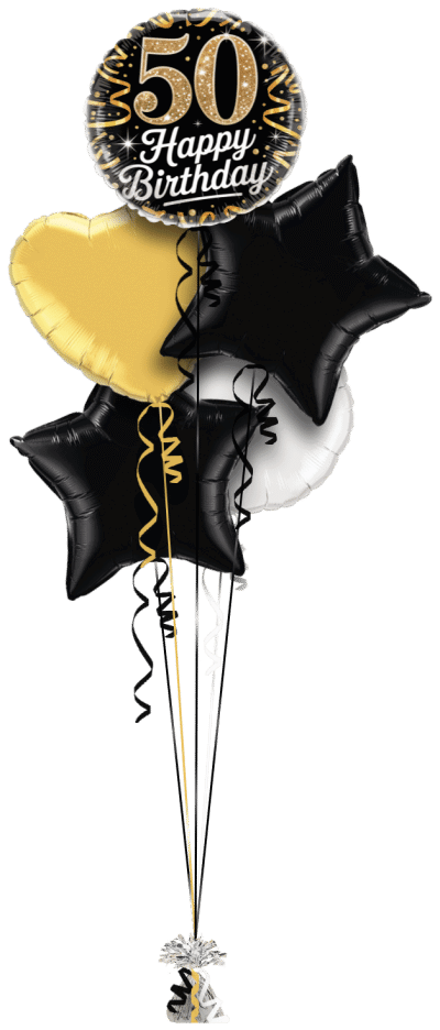 Birthday Gold Sparkle Age Balloon Bunch