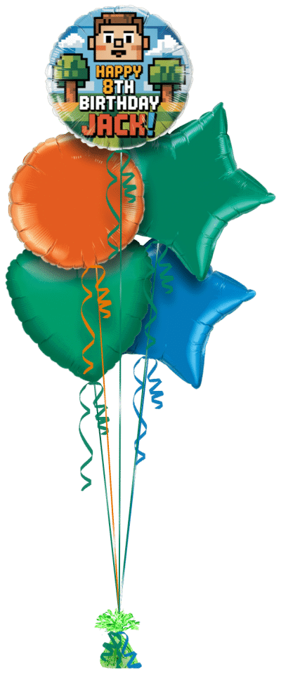Happy Blocky Birthday Balloon Bunch