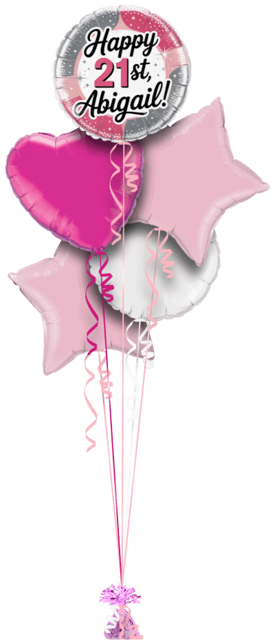 Birthday Silver and Pink Elegance Balloon Bunch