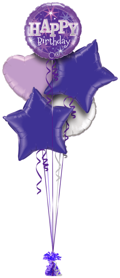 Birthday Bright Purple Balloon Bunch