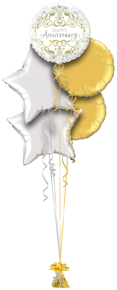 Anniversary Gold and Silver Balloon Bunch