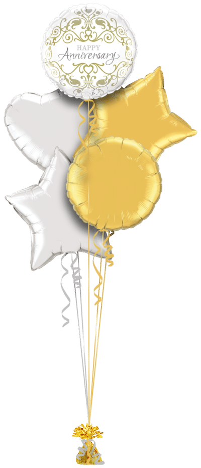 Anniversary Gold and Silver Balloon Bunch