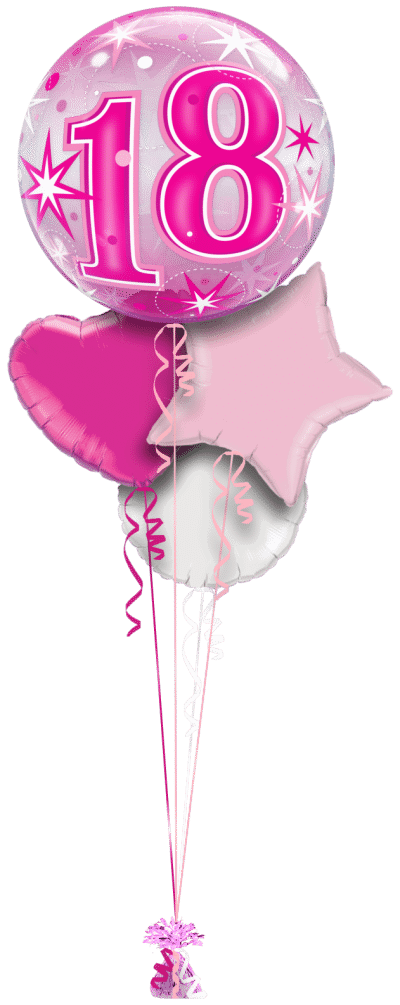 Pink 18th Birthday Bubble Balloon Bunch