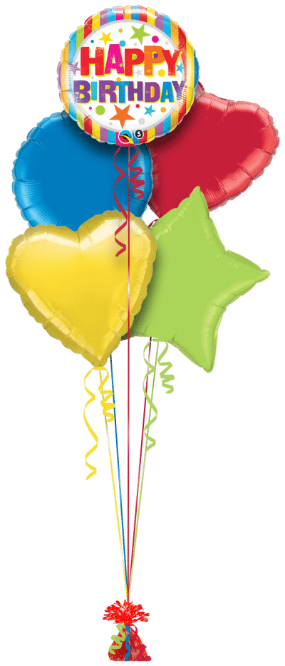 Birthday Stripes and Stars Balloon Bunch
