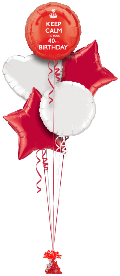 Keep Calm 40th Birthday Balloon Bunch